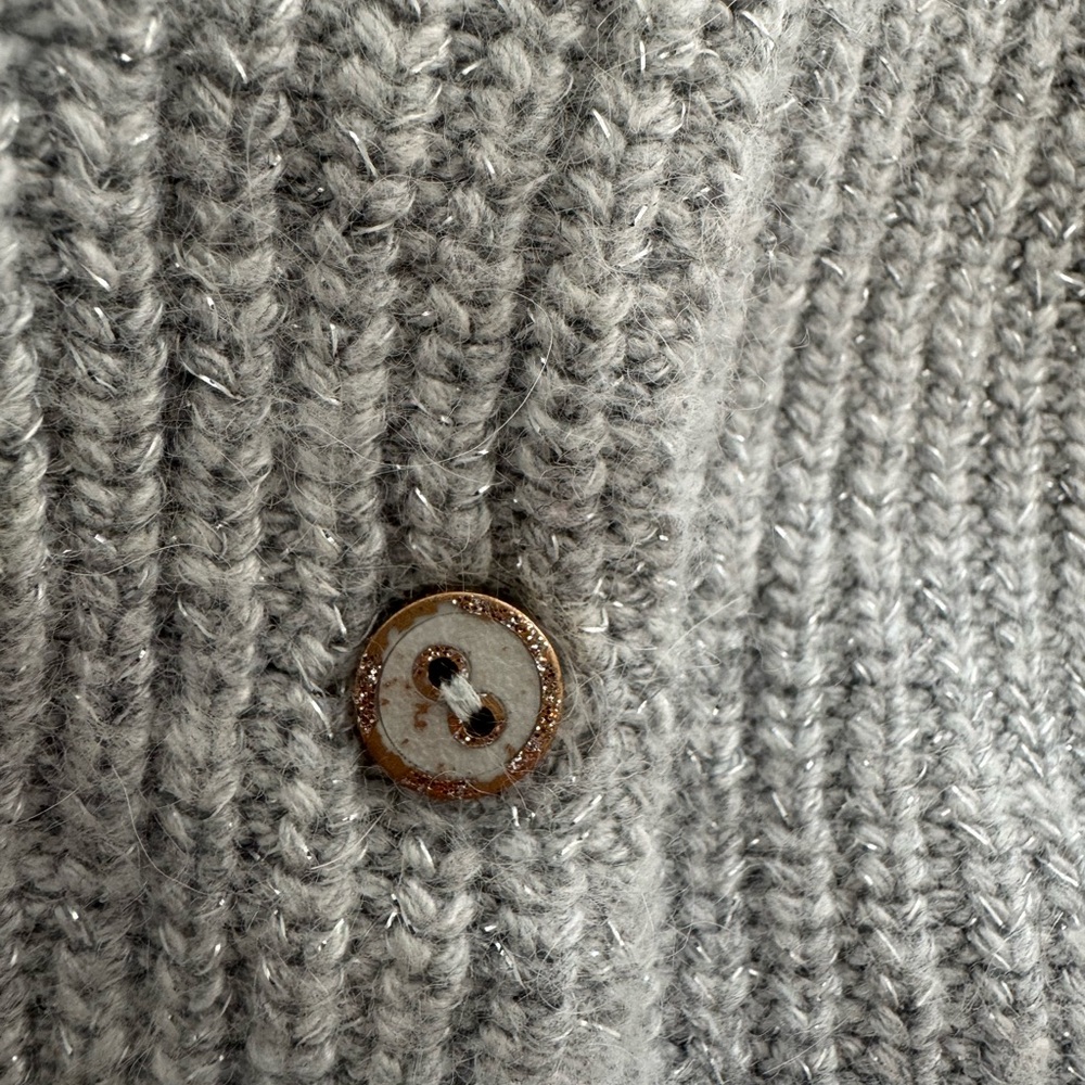 Cyrillus Light Gray and Metallic Thread Cardigan - Picture 5 of 8